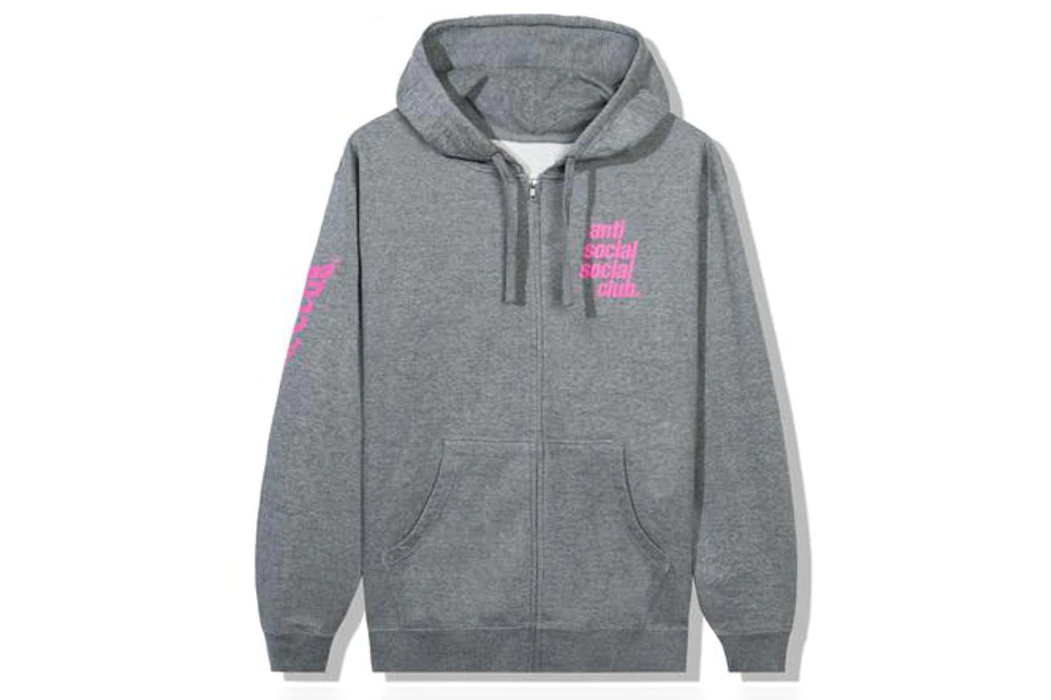 Anti Social Social Club Split Zip Hoodie Grey