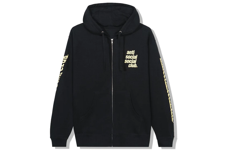 Anti Social Social Club Split Zip Hoodie Black