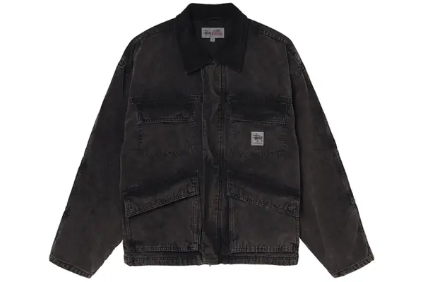 Stussy Washed Canvas Shop Jacket Black