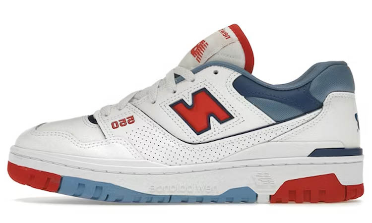 New Balance 550 White True Red Atlantic Blue