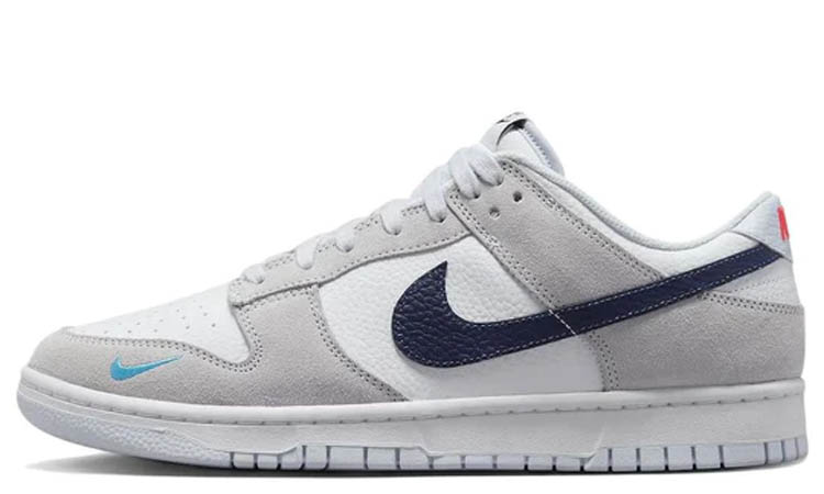 Nike Dunk Low White Grey Navy Aqua Mini Swoosh