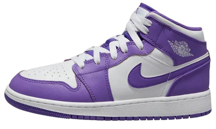 Air Jordan 1 Mid White Purple (GS)