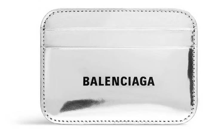 Balenciaga Mirror Effect Card Holder Silver